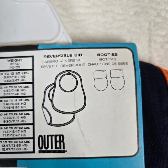 Syracuse Orange Baby 3 piece Outfit Set 12 month One piece, booties, bib 0705 - Picture 6 of 9